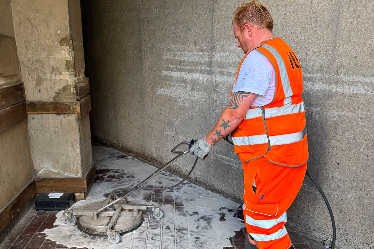 bin store deep clean at the Barbican Estate, London